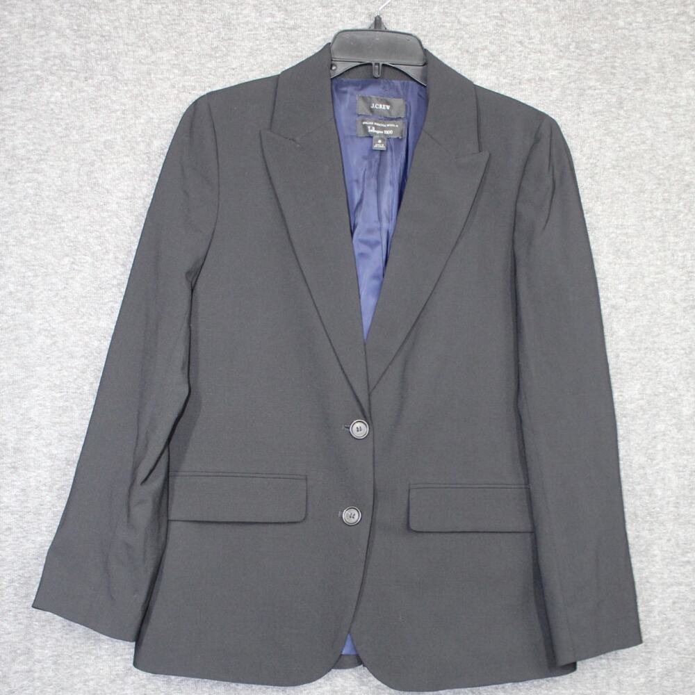 J.Crew Sommerset Blazer Jacket Italian Stretch Wool Black Oversized US 6